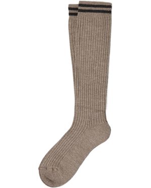 Brunello Cucinelli Ribbed Knitted Socks - Brown