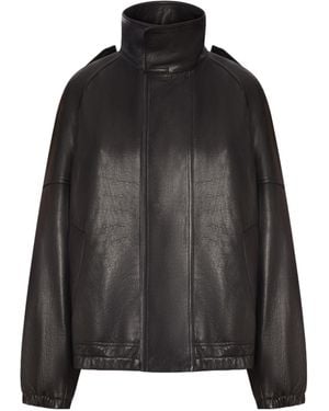 Saint Laurent Long-Sleeved Leather Jacket - Black