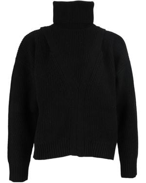 P.A.R.O.S.H. P.A.R.O..H. Openwork High Neck Knitted Jumper - Black