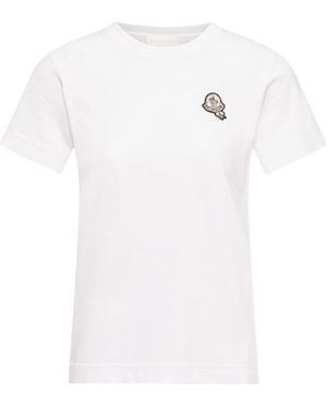 Moncler Logo Patch Cotton T-Shirt - White