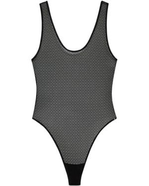 Anine Bing Alysha Geometric Bodysuit - Grey