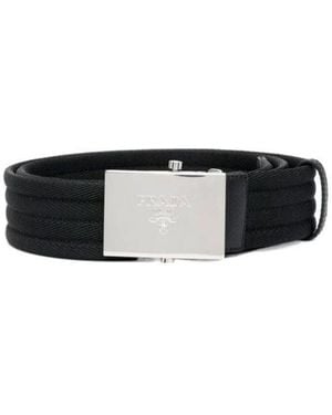 Prada Logo-Engraved Belt - Black