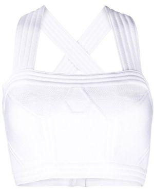 Balmain Cropped Geometric-Panelled Top - White