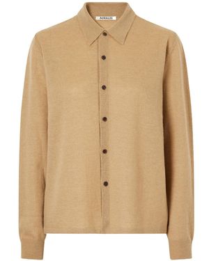 AURALEE Button-Up Cardigan - Natural