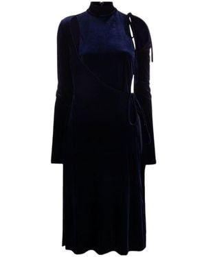 Versace Jeans Couture Cut-Out Velvet Wrap Dress - Blue