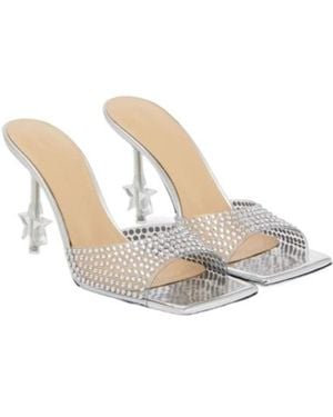 Mach & Mach Star Crystal-Embellished Pvc Mules - White