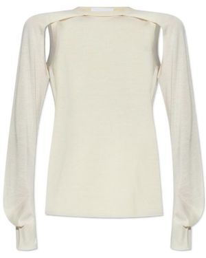 Helmut Lang Shrug Cut-Out Detailed Crewneck Jumper - White