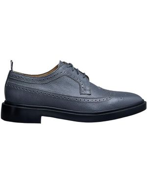 Thom Browne Almond-Toe Leather Brogues - Blue