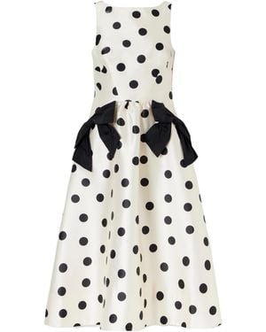 Rebecca Vallance Bacio Bow-Detailed Polka-Dot Satin-Twill Midi Dress - White