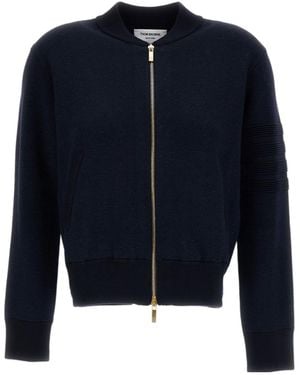 Thom Browne 4-Bar Zipped Bomber Jacket - Blue