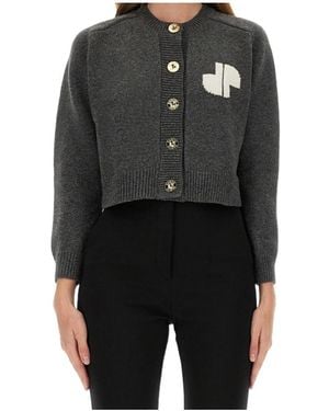 Patou Cropped Button-Up Knit Cardigan - Black