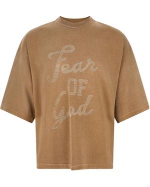 Fear Of God Graphic-Print Logo-Patch T-Shirt - Natural
