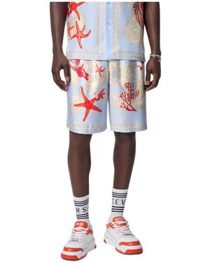 Versace Barocco Sea Printed Elasticated Waistband Shorts - Red