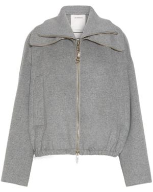 Sportmax Pure Wool Bomber Jacket With Removable Bib - Gray