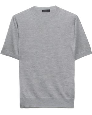 Prada Short-Sleeved Silk Sweater - Gray