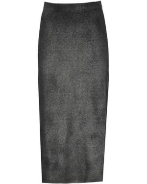 Avant Toi Melange Back-Slit Midi Skirt - Grey