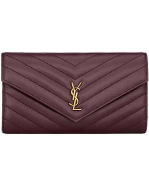 Saint Laurent Monogram Envelope Wallet - Purple