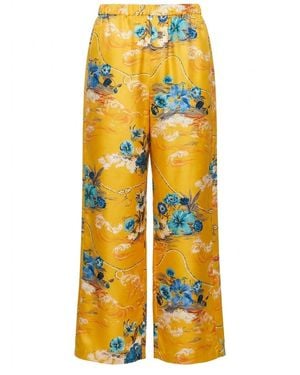 Gucci Printed Silk Twill Leisure Trousers - Yellow