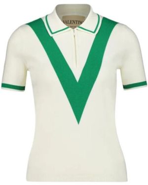 Valentino Zip Detailed Short-Sleeved Knitted Top - Green