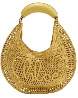Chloé Raffia Crocheted Handbag - Metallic