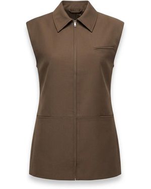 AYA MUSE Elastical Plain Weave Jacket - Brown