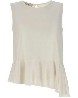 Kaos Asymmetric Ruffled Hem Top - Natural