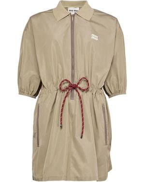 Miu Miu Lapel Short-Sleeved Dress - Natural