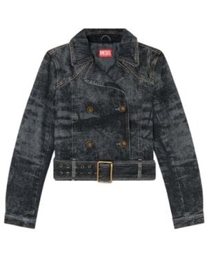 DIESEL De-Legend-S Belted Denim Jacket - Gray