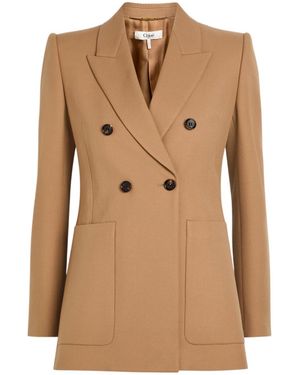 Chloé Double-Breasted Wool Blazer - Natural