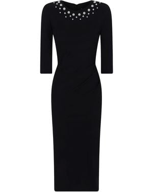 La Petite Robe Di Chiara Boni Faux-Pearl Embellished Ruched Midi Dress - Black