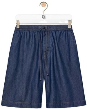 Loewe Wide-Leg Denim Shorts - Blue