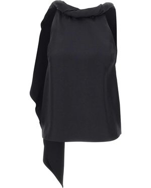 Loulou de Saison Wilma Twisted Collar Top - Black