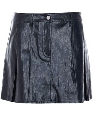 MICHAEL Michael Kors Pleated Patent Mini Skirt - Blue