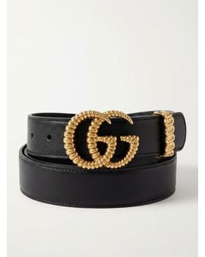 Gucci Leather Belt With Torchon Double G Buckle - Black