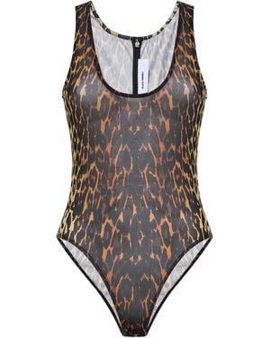 Alex Perry Powermesh Scoop-Neck Bodysuit - Brown