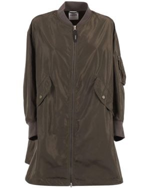 Aspesi Ribbed Collar Long-Sleeved Trench Coat - Green