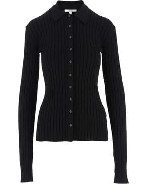 Nensi Dojaka Ribbed Button-Up Top - Black