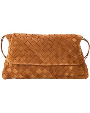Bottega Veneta Suede Woven Crossbody Bag - Brown