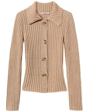 Twinset Oval T Buttons Cardigan - Natural
