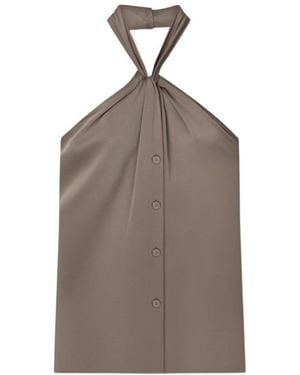 Nanushka Neline Draped Slip Satin Top - Brown
