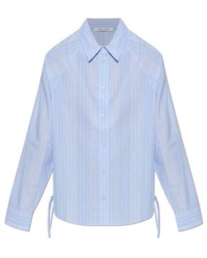 Samsøe & Samsøe Sarita Striped Drawstring-Hem Shirt - Blue