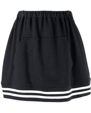 RED Valentino Striped Rib Skirt - Black