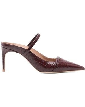Malone Souliers 70Mm Crocodile-Embroidered Leather Mules - Brown