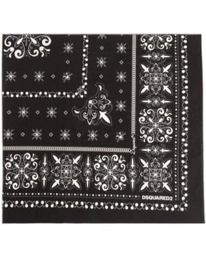 DSquared² Patterned Scarf - Black