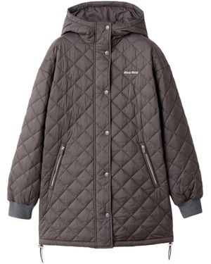 Miu Miu Technical Pongé Down Jacket - Grey