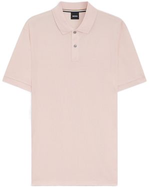 BOSS Boss Pallas Embroidered Straight Hem Polo Shirt - Pink