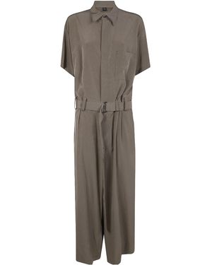 Y's Yohji Yamamoto Belted Pocket Jumpsuit - Grey