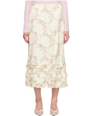Simone Rocha Ruffled Hem Midi Skirt - Natural