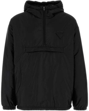 Prada Triangle-Logo Hooded Jacket - Black