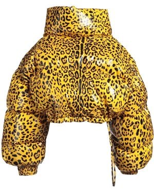 Dolce & Gabbana Leopard Print Down Jacket - Yellow